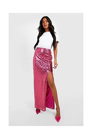Boohoo Side Split Sequin Maxi Skirt