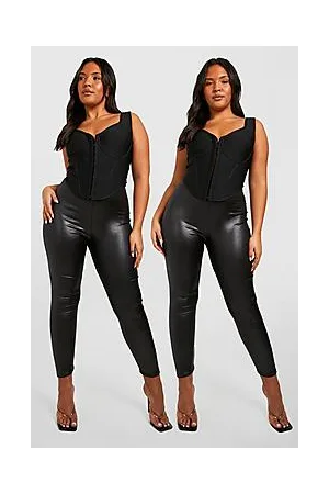 Boohoo Plus 2 Pack High Waisted Wet Look Leggings