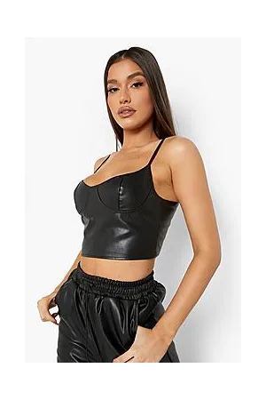 Boohoo Pu Corset Crop Top