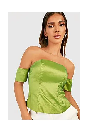 Boohoo Taffeta Bardot Corset Top