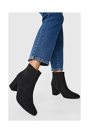 Boohoo Wide Fit Ankle Tie Block Heel Sock Boots