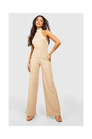 Boohoo Scuba Halter Neck Wide Leg Jumpsuit