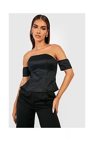 Boohoo Taffeta Bardot Corset Top