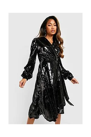 Boohoo Sequin Wrap Midi Party Dress