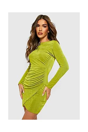 Boohoo Textured Slinky Wrap Dress