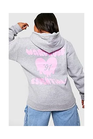 Boohoo Plus Graffiti Heart Back Print Oversized Hoodie