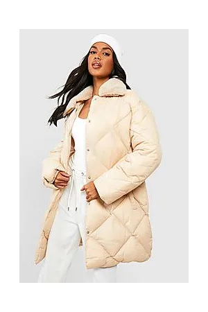 Boohoo Tall Faux Fur Collar Diamond Quilt Puffer