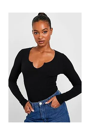 Boohoo Tall Soft Rib Notch Neck Longsleeve Bodysuit