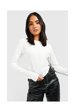 Boohoo Soft Rib Knit Curved Hem Corset Style Knitted Top