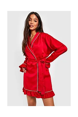 Boohoo Premium Satin Frill Robe