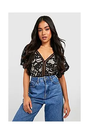 Boohoo Petite Occasion Crochet Lace Detail Bodysuit