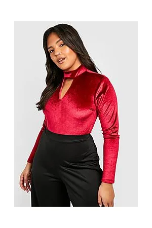 Boohoo Plus Velvet Cut Out Bodysuit