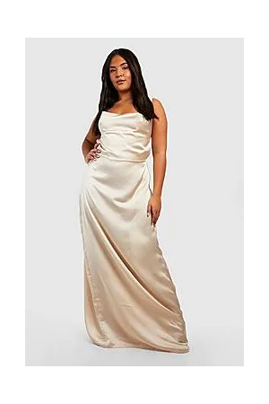 Boohoo Plus Satin Cowl Maxi Slip Dress