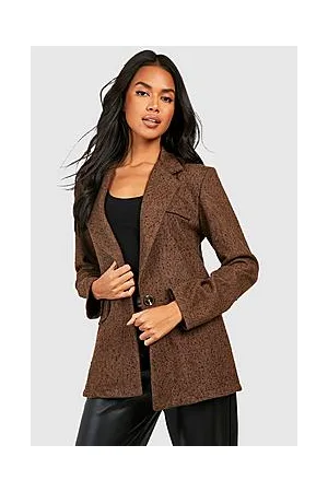 Boohoo Wool Look Herringbone Oversized Blazer
