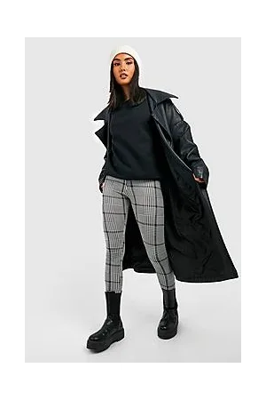 Boohoo Basic Mini Grid Check Zip Up Leggings