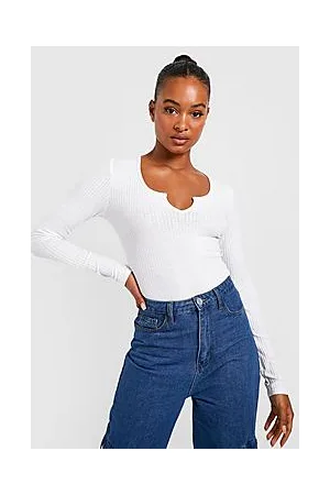 Boohoo Tall Soft Rib Notch Neck Longsleeve Bodysuit