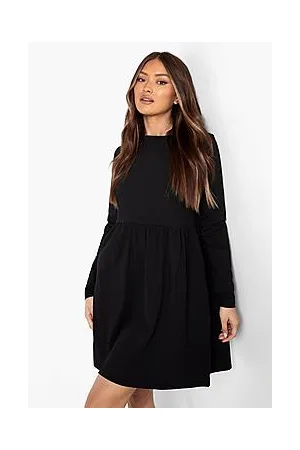Boohoo Long Sleeve Crew Smock Dress