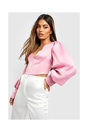 Boohoo Premium Satin Balloon Sleeve Corset Top