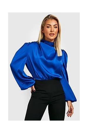 Boohoo Premium Satin High Neck Balloon Sleeve Bodysuit