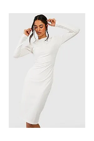 Boohoo Basic Long Sleeve Crew Neck Midi Bodycon Dress