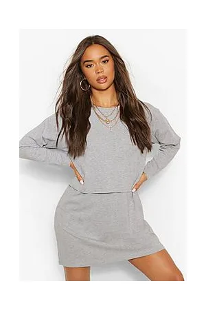 Boohoo Basic Long Sleeve Crew Neck Oversized T-Shirt Dress