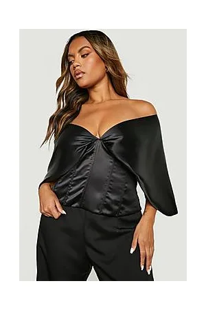 Boohoo Plus Satin Corset Batwing Top