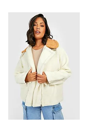 Boohoo Plus Teddy Fur Contrast Aviator