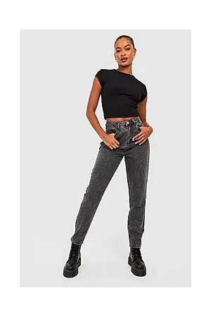 Boohoo Tall Classic High Rise Acid Wash Mom Jeans