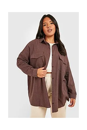 Boohoo Plus Woven Stripe Oversized Shirt