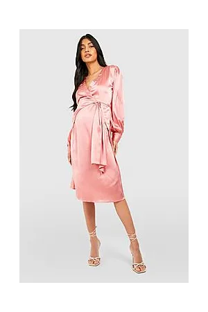 Boohoo Maternity Satin Skater Midi Dress