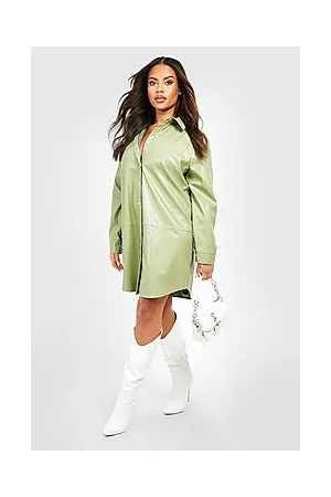 Boohoo Plus Pu Shirt Dress