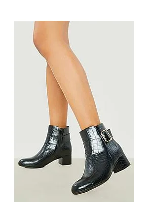 Boohoo Wide Fit Buckle Detail Croc Shoe Boots