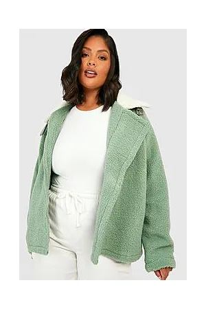 Boohoo Plus Teddy Fur Contrast Aviator