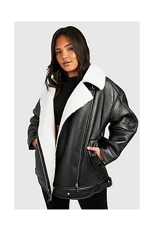 Boohoo Plus Contrast Collar Aviator Jacket