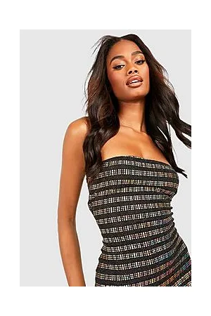Boohoo Sequin Bandeau Midi Party Dress