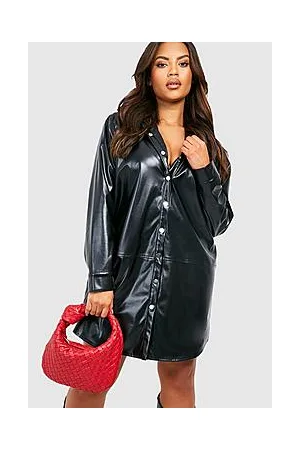 Boohoo Plus Pu Shirt Dress