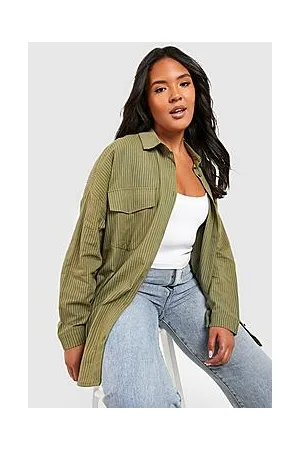 Boohoo Plus Woven Stripe Oversized Shirt