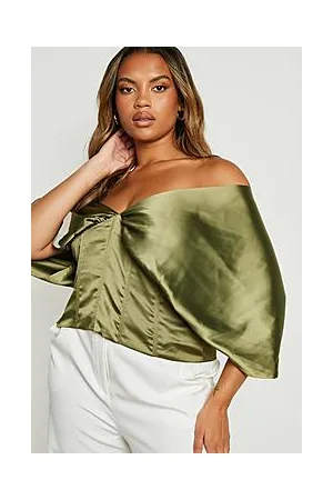 Boohoo Plus Satin Corset Batwing Top