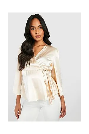 Boohoo Maternity Satin Angel Sleeve Wrap Blouse