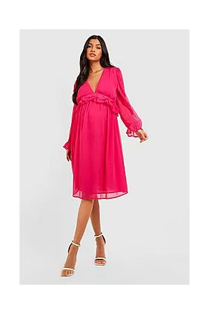 Boohoo Maternity Chiffon Frill Midi Dress