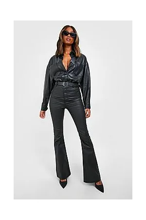 Boohoo Coated High Waisted Disco Flared Jeans