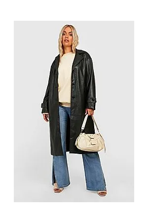 Boohoo Plus Faux Pu Trench Coat