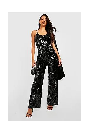 Boohoo Tall Sequin Drape Jumpsuit
