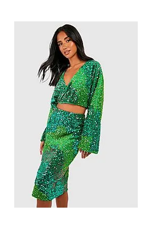 Boohoo Petite Abstract Sequin Midi Skirt Co-ord