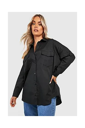 Boohoo Plus Poplin Utility Oversized Shirt