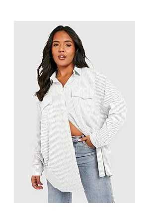 Boohoo Plus Woven Stripe Oversized Shirt