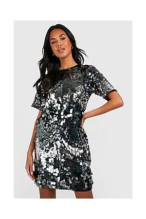 Boohoo Disc Sequin Oversized T-shirt Party Dress