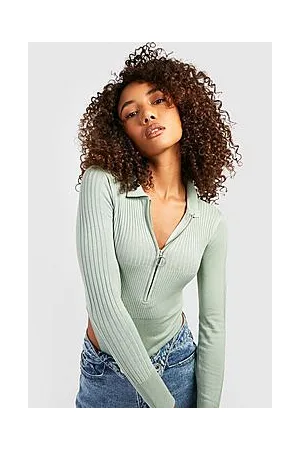 Boohoo Tall Zip Up Knitted Bodysuit