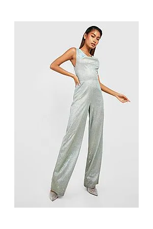 Boohoo Metallic Cowl Wide Leg Jumpsuit