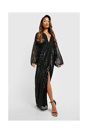 Boohoo Premium Sequin Plunge Split Maxi Party Dress